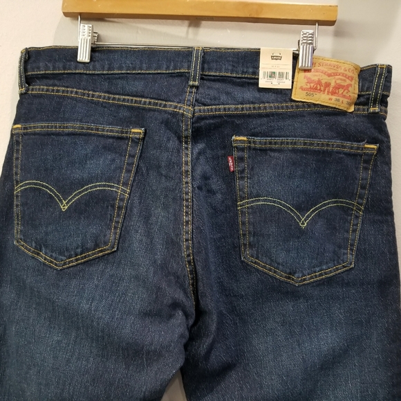 LEVIS 505 Regular Stretch Straight Leg Blue Jeans Pants Men's Size 36 X 30 - Picture 5 of 7